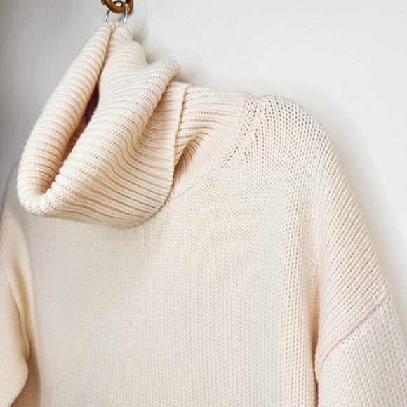 Joseph Chunky Knit Sloppy Joe Ivory Cream Wool Turtleneck Pullover Sweater Small - Picture 5 of 14